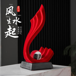 輕奢藝術高檔風生水起桌面擺件辦公室酒櫃電視櫃裝飾開業喬遷禮品