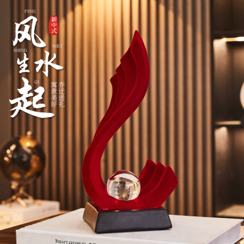 輕奢藝術高檔風生水起桌面擺件辦公室酒櫃電視櫃裝飾開業喬遷禮品