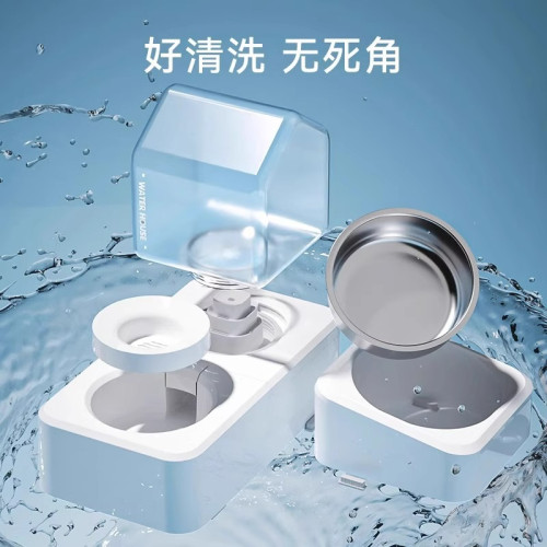 狗狗陶瓷碗寵物喂食器飲水器中小型犬貓咪狗盆寵物用品水房子三碗