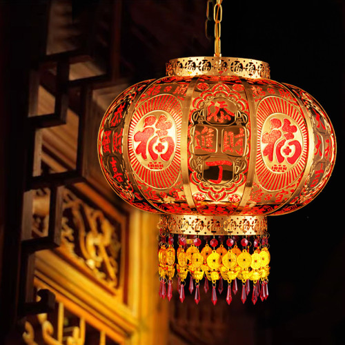 2025新款新年旋轉紅燈籠大門高檔過年春節燈籠走馬燈七彩陽台燈籠