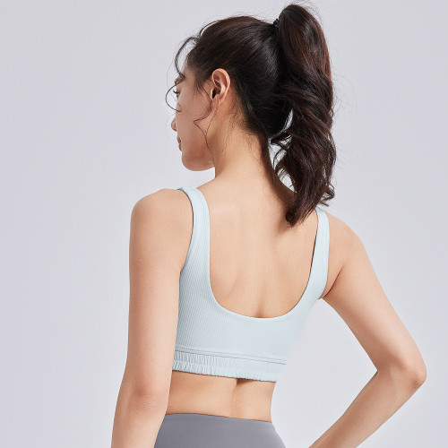 聚衣堂條紋U型瑜珈文胸多巴胺高強度防震聚攏收副乳運動文胸