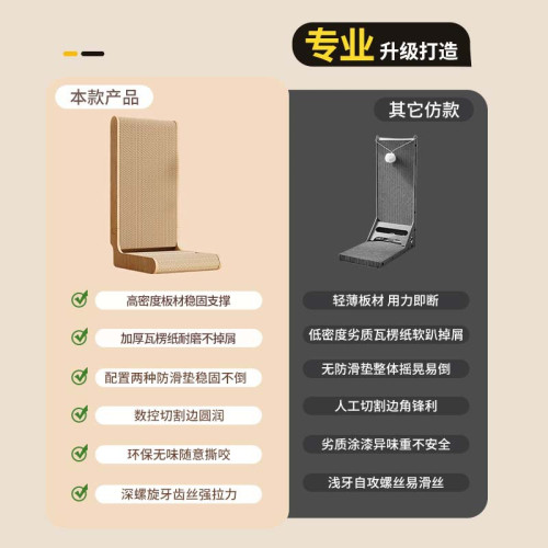 L型貓抓板耐抓耐磨不掉屑立式貓爪板貓窩一體瓦楞紙防貓抓貓玩具 L型貓抓板耐抓耐磨不掉屑立式貓爪板貓窩一體瓦楞紙防貓抓貓玩具
