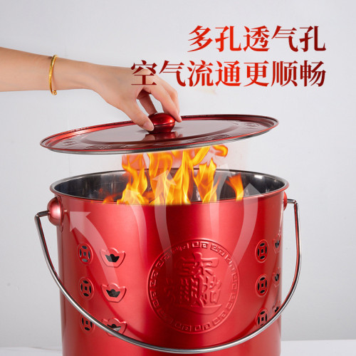 燒金桶純不鏽鋼家用無煙特厚清明燒錢紙爐火盆金爐桶加厚耐燒防燙