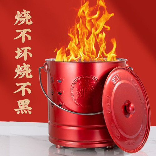 燒金桶純不鏽鋼家用無煙特厚清明燒錢紙爐火盆金爐桶加厚耐燒防燙