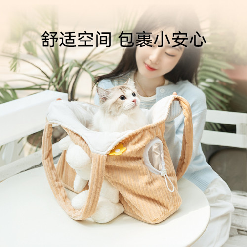 秋冬季保暖加厚可愛小熊貓咪外出單肩包可探頭狗狗可攜式包寵物貓包