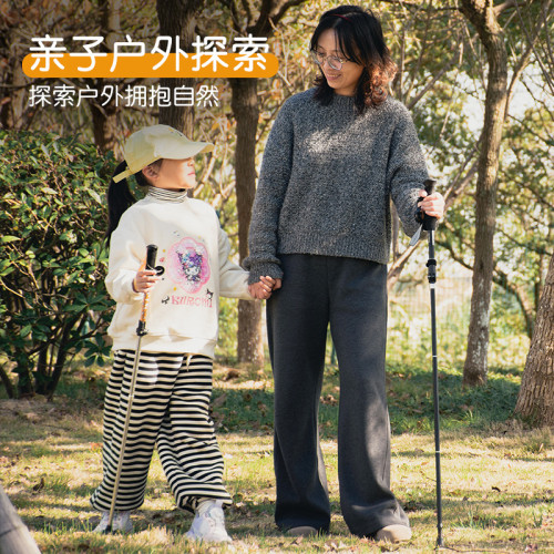 卡通兒童登山杖戶外伸縮杖可攜式超輕鋁合金折曡杖露營爬山徒步杖