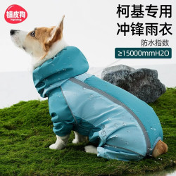全包撞色柯基沖鋒雨衣中小型犬臘腸犬四腳狗狗雨衣雨天寵物狗衣服