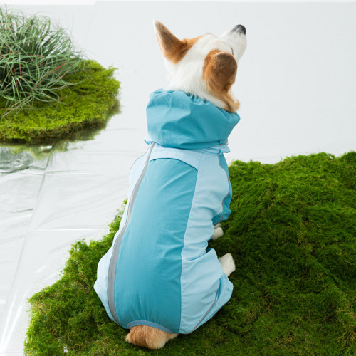 全包撞色柯基沖鋒雨衣中小型犬臘腸犬四腳狗狗雨衣雨天寵物狗衣服