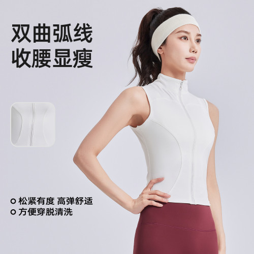 聚衣堂新款無袖健身外套女彈力緊身顯瘦運動上衣