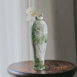 日式復古禪意透明玻璃花瓶網紅插花花道器皿現代簡約茶室餐桌擺件