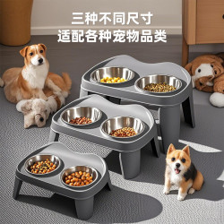 新品狗狗高架雙碗可折曡中大型犬慢食護頸耐用不鏽鋼寵物狗盆