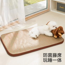 春夏季狗狗靠枕涼蓆墊子夏天貓咪藤蓆貓窩涼感狗窩寵物窩用品