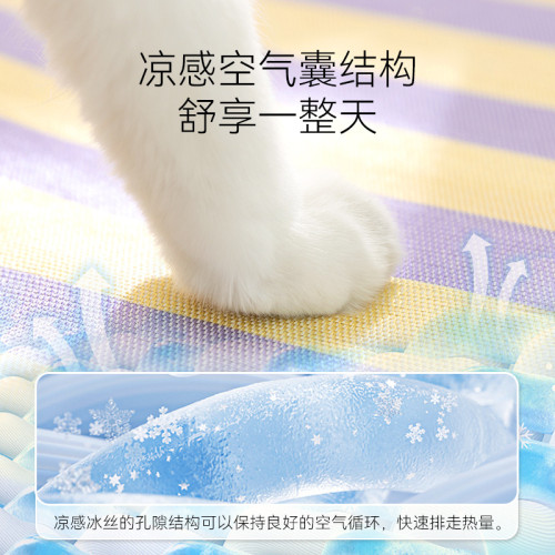 狗狗夏季泰迪小型犬卡通條紋冰絲涼蓆墊子貓咪涼感睡墊寵物窩狗窩 狗狗夏季泰迪小型犬卡通條紋冰絲涼蓆墊子貓咪涼感睡墊寵物窩狗窩