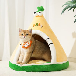 春節貓窩保暖半封閉式帳篷安全感睡窩大狗窩特大號三角形狗窩超厚