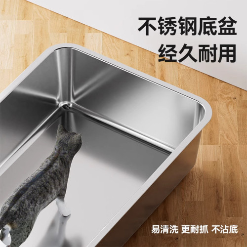 不鏽鋼貓砂盆全封閉超大號防外濺翻蓋式防臭貓厠所帶配件貓砂盆廠 不鏽鋼貓砂盆全封閉超大號防外濺翻蓋式防臭貓厠所帶配件貓砂盆廠