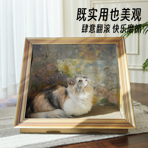 油畫貓窩貓抓板瓦楞紙貓窩二合一世界名畫寵物裝飾貓咪玩具 油畫貓窩貓抓板瓦楞紙貓窩二合一世界名畫寵物裝飾貓咪玩具