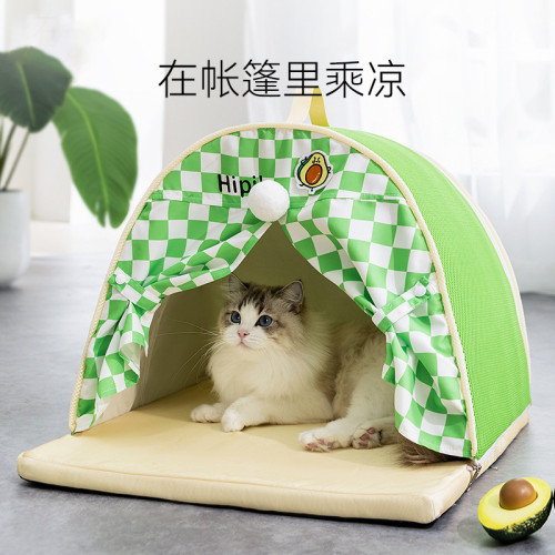 春夏季貓咪涼爽夏日弧頂帳篷貓窩中小型犬狗狗房子狗窩寵物窩用品