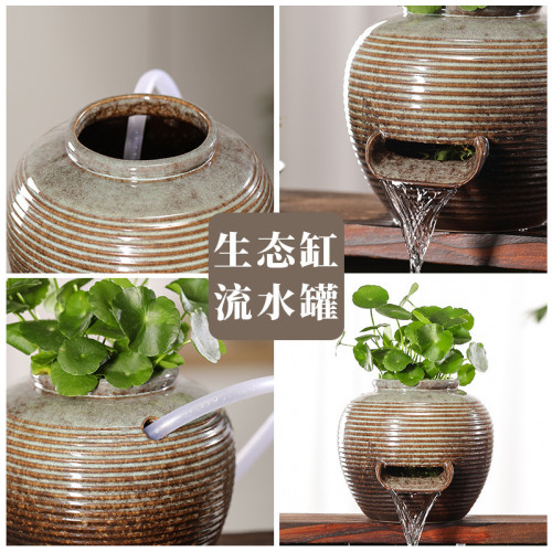 古法魚缸瀑布造景流水景觀循環流水陶罐戶外庭院魚池水缸造景擺件 古法魚缸瀑布造景流水景觀循環流水陶罐戶外庭院魚池水缸造景擺件