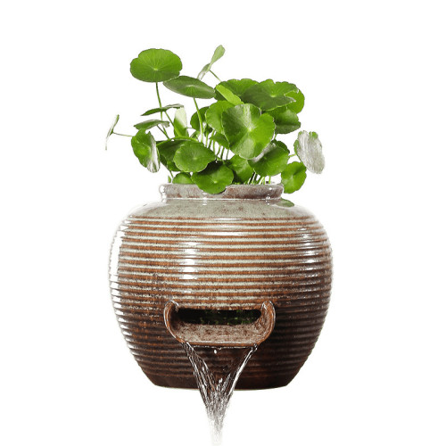 古法魚缸瀑布造景流水景觀循環流水陶罐戶外庭院魚池水缸造景擺件 古法魚缸瀑布造景流水景觀循環流水陶罐戶外庭院魚池水缸造景擺件