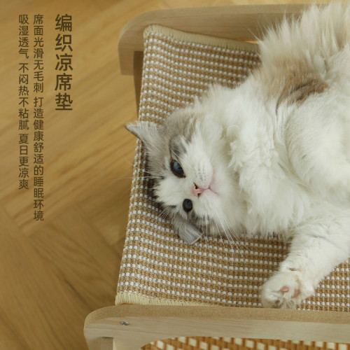 貓抓板貓窩一體貓吊床上下兩層四季通用藤編涼蓆墊子可替換寵物床