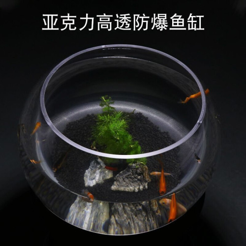 亞克力圓形魚缸水族箱小型桌面烏龜缸家用迷你金魚缸客廳一體成型