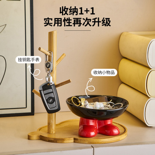 創意簡約鑰匙首飾陶瓷收納擺台客廳臥室桌面軟裝飾品入戶玄關擺件
