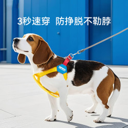 狗狗外出簡約透氣Y型胸背帶遛狗繩子中小型犬可調節寵物狗牽引繩