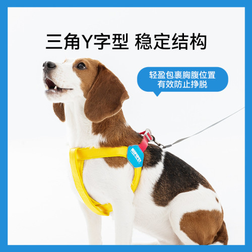狗狗外出簡約透氣Y型胸背帶遛狗繩子中小型犬可調節寵物狗牽引繩