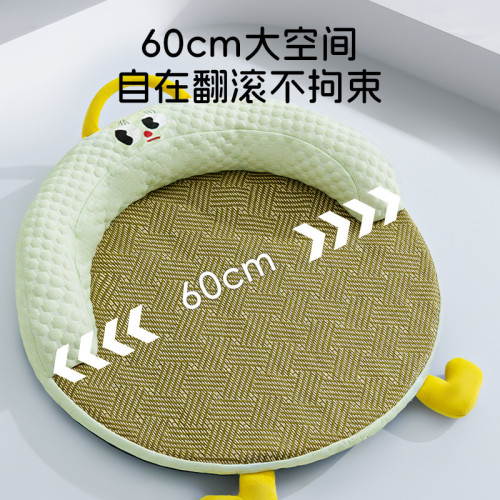 貓咪春夏季圓形大眼萌藤蓆貓窩清涼降溫涼蓆狗窩冰豆豆寵物窩用品
