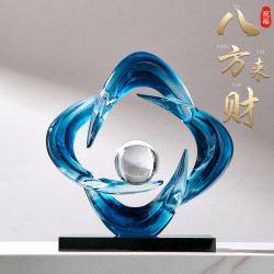 時來運轉創意高級感客廳玄關家居飾品博古架辦公室裝飾擺件工藝品