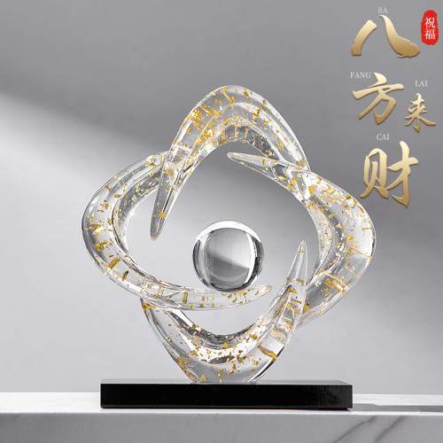 時來運轉樹脂工藝品新中式高級感客廳玄關家居飾品辦公室裝飾擺件