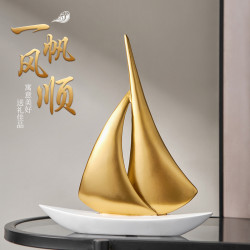 一帆風順帆船擺件樹脂工藝品辦公室客廳酒櫃玄關高級感輕奢工藝品