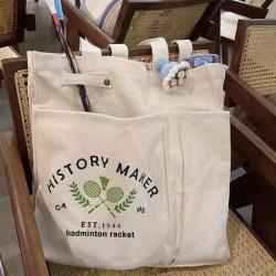 羽毛球夏天大容量日系帆布包新款單肩手提休閒旅行通勤外出