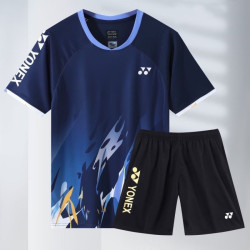 2025新款yy羽球服男女運動比賽套裝短袖速乾透氣訓練上衣