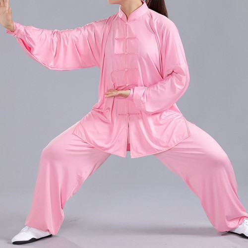 太極服女夏季新款八段錦太極拳練功服男高級中老年太極服裝牛奶絲
