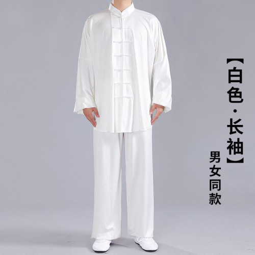 太極服女夏季新款八段錦太極拳練功服男高級中老年太極服裝牛奶絲