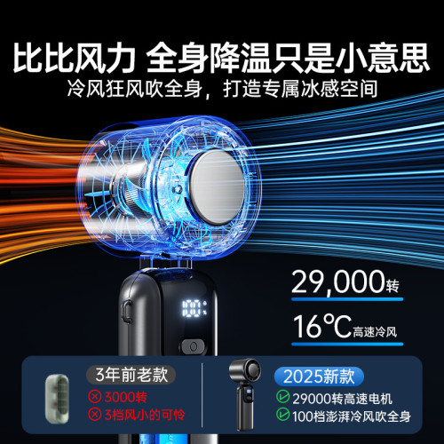半導體製冷手持風扇高速暴力風扇折曡掛脖渦輪冰敷小風扇手持