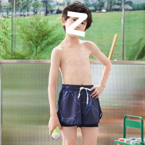 男童泳褲兒童速乾防曬雙層防尲尬夏季沙灘訓練度假中大童男孩泳褲