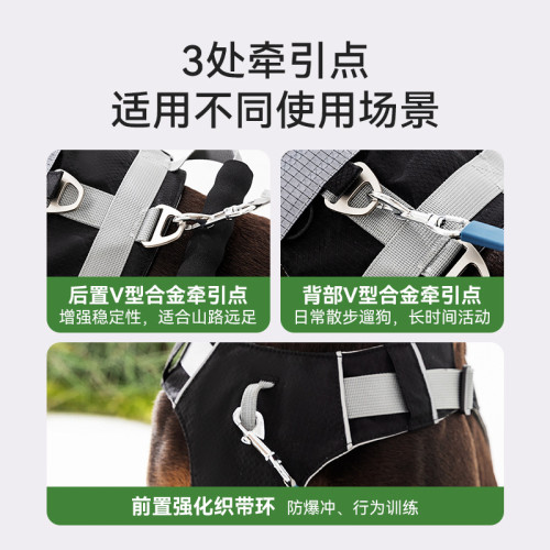 寵物牽引繩中大型犬邊牧金毛防爆沖雙環釦胸背帶透氣遛狗外出牽引
