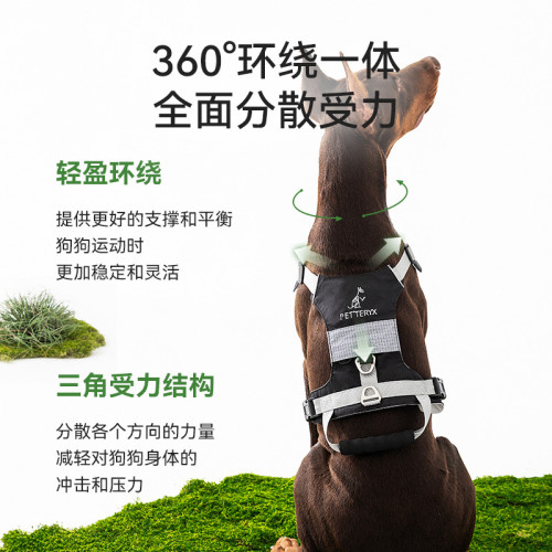寵物牽引繩中大型犬邊牧金毛防爆沖雙環釦胸背帶透氣遛狗外出牽引