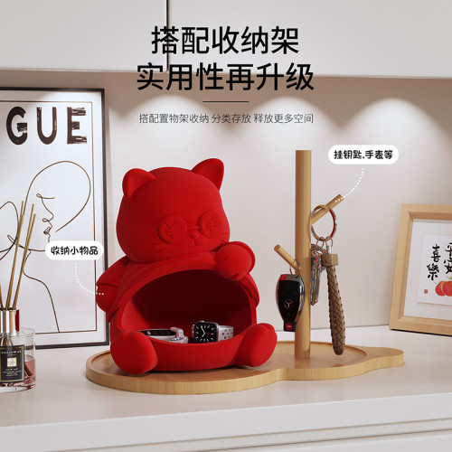 可愛創意貓擺件放鑰匙收納盒進門口入戶玄關樹脂飾品喬遷新居禮物