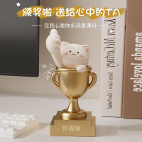 樹脂小貓可愛年會畢業工藝品創意擺件獎杯頒獎獎品教師節禮物
