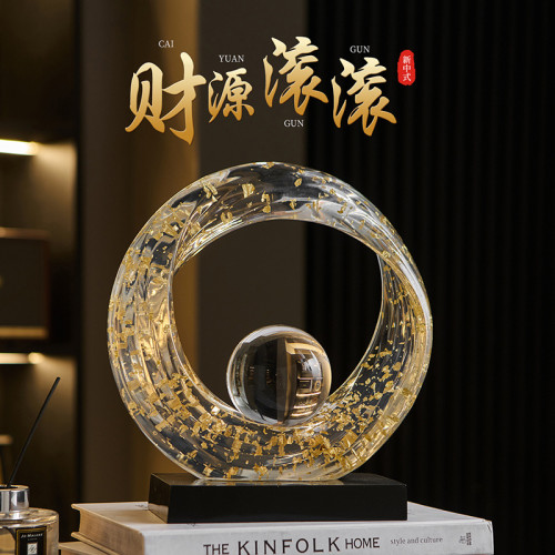 創意時尚高級輕奢財源滾滾電視櫃客廳酒櫃裝飾擺件辦公室樹脂擺件