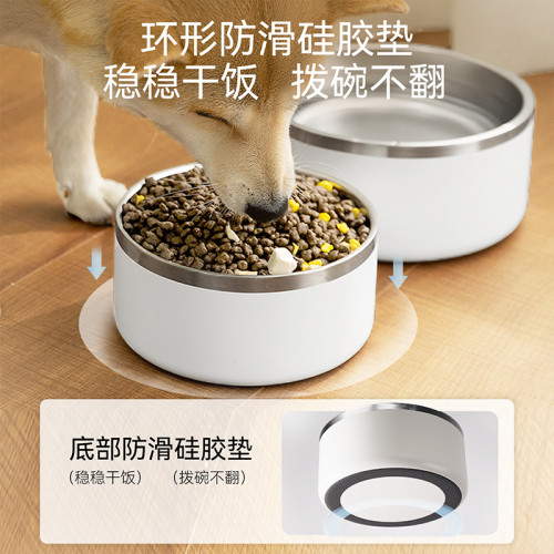 寵物碗不鏽鋼狗碗雙層加厚防打翻大型犬邊牧金毛糧碗狗狗食具