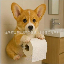 新款dog狗系列紙巾架可愛裝飾品家居雕像厠所壁掛卷紙收納