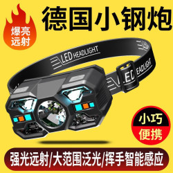 感應頭燈夜釣魚專用超輕頭戴式超長續航強光充電超亮戶外輕巧