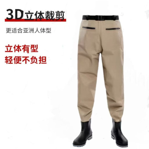 新款半身雨褲連體下水褲加厚雨鞋捕魚耐磨齊腰全身防水釣魚涉水褲