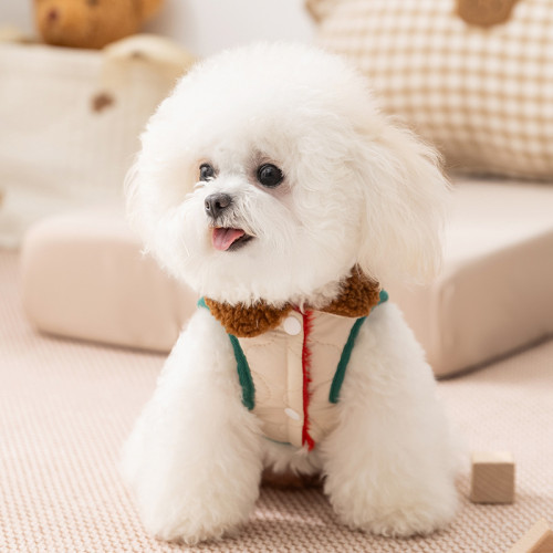 秋冬季新款泰迪中小型犬泰迪比熊寵物可牽引馬甲貓咪加絨狗狗衣服