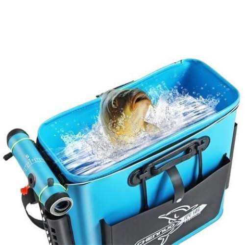 加厚魚箱裝魚桶加厚魚護桶多功能雙肩釣魚桶大號活魚桶折曡漁具包