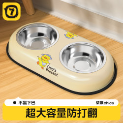 貓碗狗碗狗食盆雙碗喝水一體狗狗碗寵物用品防打翻不鏽鋼小狗飯碗